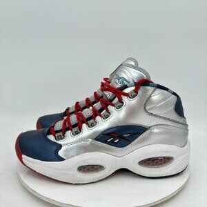 Reebok Question Mid x James Harden Cross Over Men Size 10 Silver Blue Red Shoes